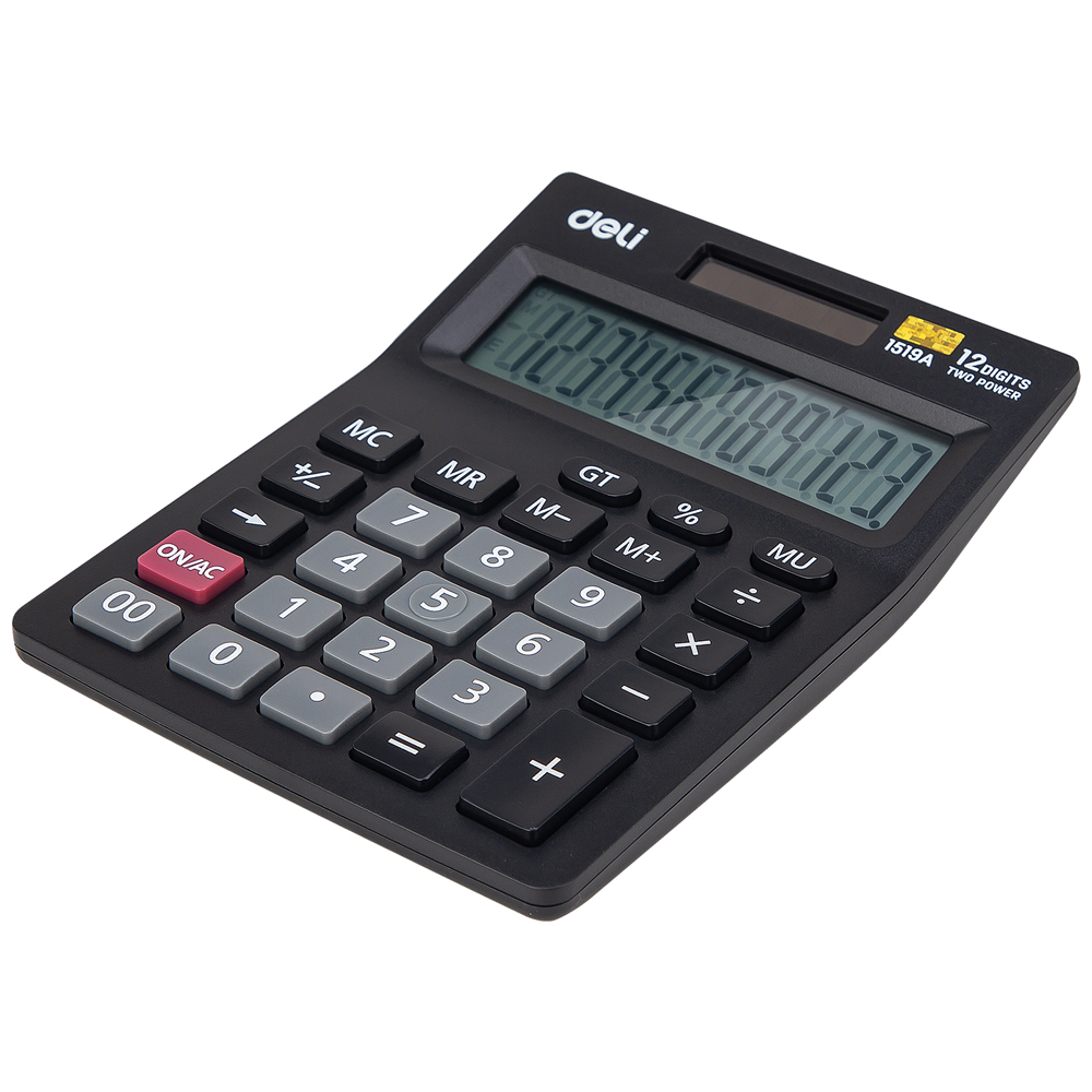 Калькулятор настольный Deli Core "1519A", 12-разрядный, черный