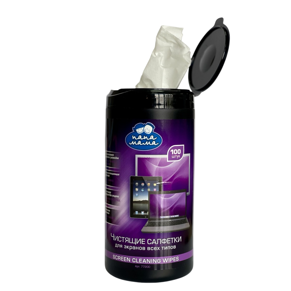 Чистящие салфетки для экранов "Zala" в тубе, 100 шт