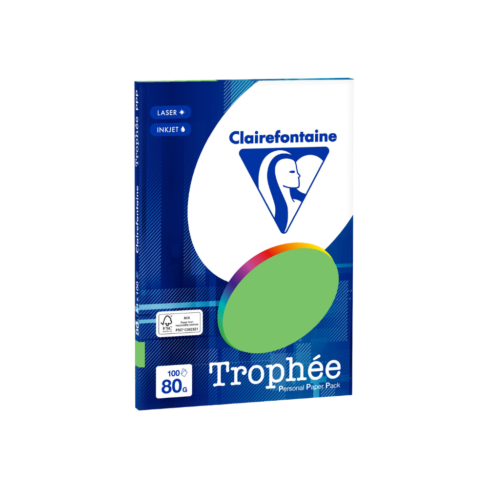 Бумага цветная "Trophée", А4, 100 листов, 80 г/м2, ярко-зеленый