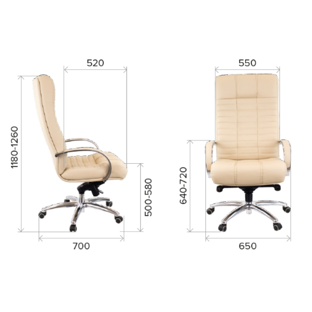 Кресло для руководителя Everprof "Atlant AL", натуральная кожа, металл, коричневый - 4