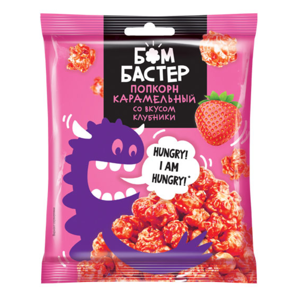 Попкорн "Бомбастер", карамельный со вкусом клубники