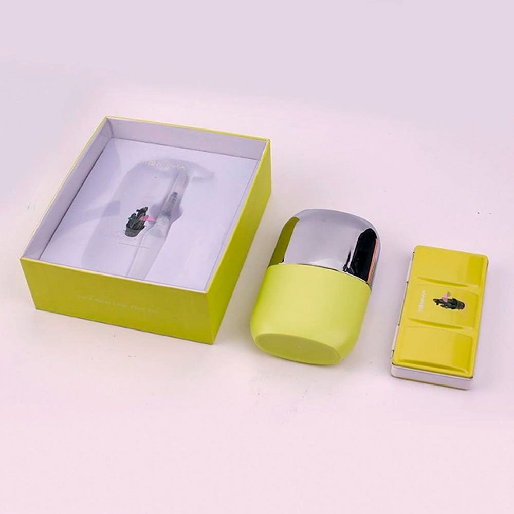 Набор для рисования акварелью "Himi Miya" (краски 18 цветов, кисть, бумага, стакан), желтый футляр - 8