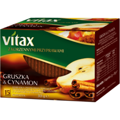 Чай "Vitax", 15 пакетиков x2 г, фруктовый, с вкусом груши и корицы