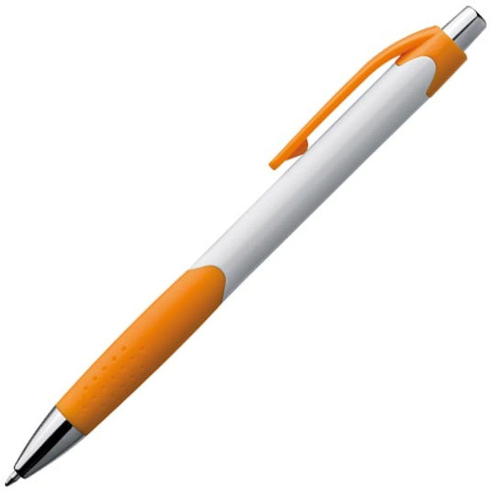 Ручка шариковая автоматическая "Mao", 0.5 мм, белый, оранжевый, стерж. синий