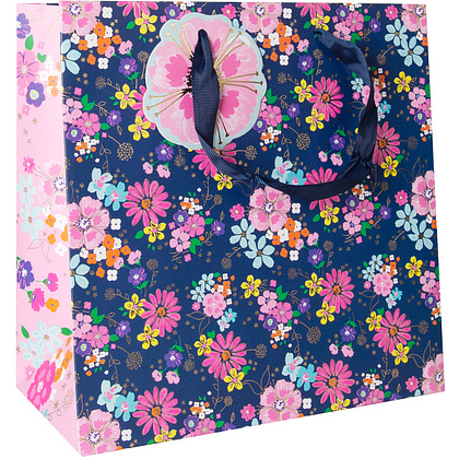 Пакет бумажный подарочный "Navy floral", 33x16.5x33 см, разноцветный
