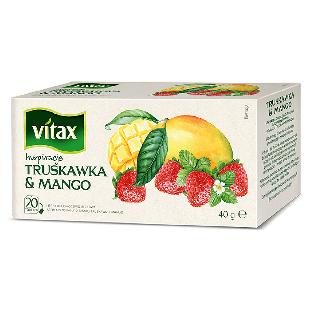 Чай "Vitax", 20 x2 г, фруктовый, со вкусом клубники и манго