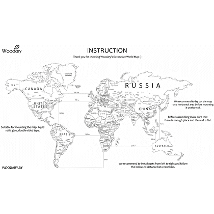 Декор на стену "Карта мира на английском языке" одноуровневый на стену, XXL 3195, натуральный, 100x181 см - 2