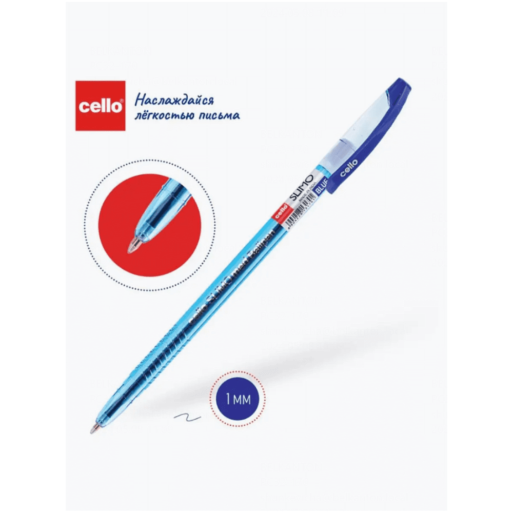 Ручка шариковая "Slimo", 1.0 мм, прозрачный, синий, стерж. синий - 3