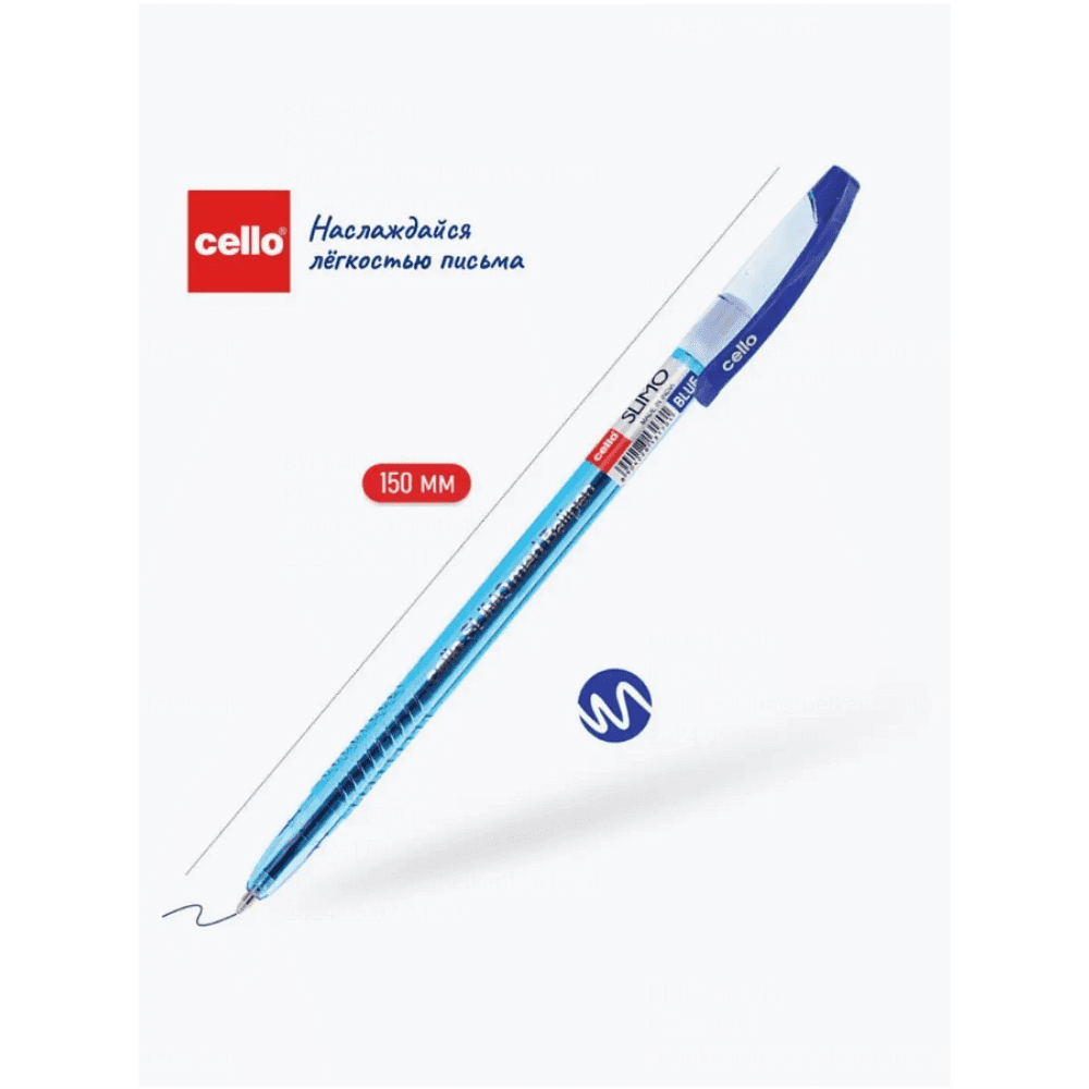 Ручка шариковая "Slimo", 1.0 мм, прозрачный, синий, стерж. синий - 4