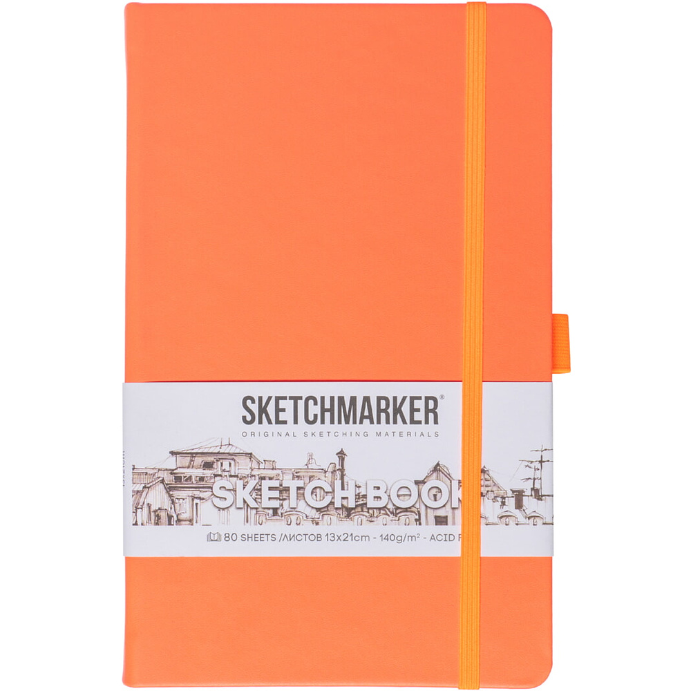 Скетчбук "Sketchmarker", 13x21 см, 140 г/м2, 80 листов, неоновый коралл